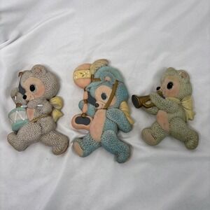 Set Of 3 Vintage 1985 Macky Molds Ceramic Band Bears Wall Hangings Nursery Decor